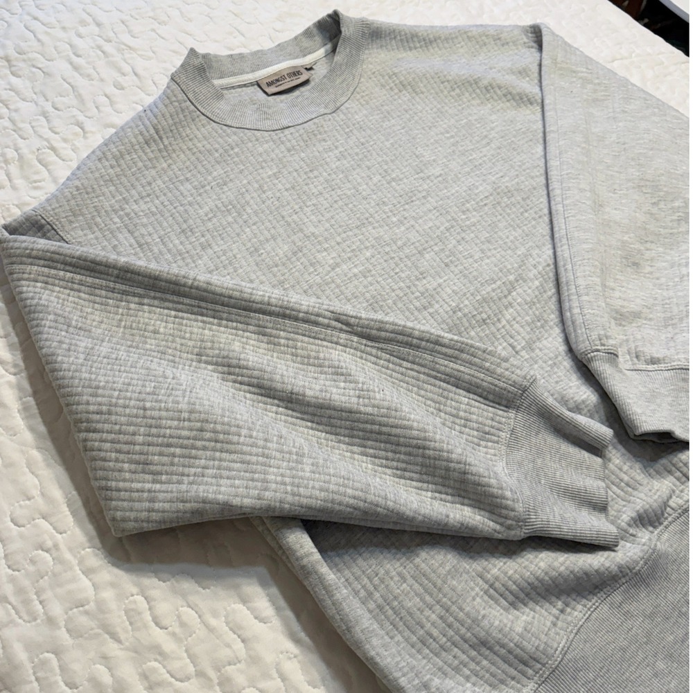 Amongst Others Men XL Sweatshirt Gray Ribbed Crew Neck Pullover BASIC URBAN NORM